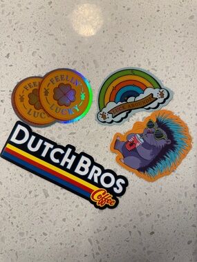 Dutch Bros Coffee Sticker Pack - Colorful Lucky & Rainbow Designs
